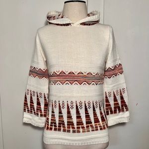Vintage 70s Miss Scotch English Acrylic Hooded Tunic Knit Sweater Bell Sleeve